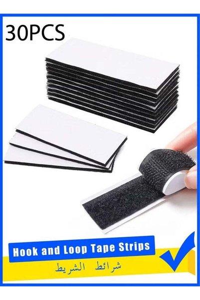 Generic 30 Pairs Hook and Loop Tape Strips, with Adhesive Sticky Back Fastene...