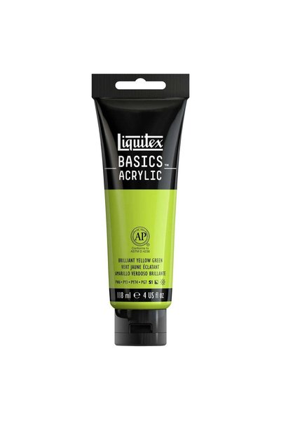 Generic Basics Acrylic Colour Paint Tube 118ml Content Brilliant Yellow Green