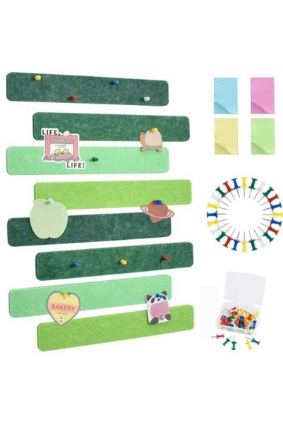 Generic Vuzvuv 8Pcs Green Cork Board Bar Strips with 50 Pushpins & Sticky Not...