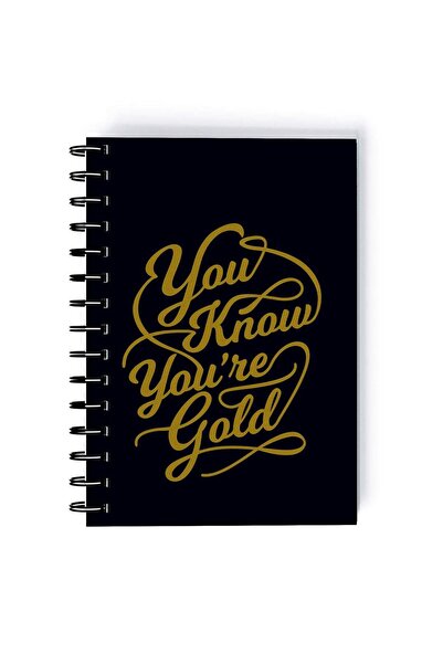 Generic You Know Youre Gold Quote Rectangle Spiral A5 Notebook Black/Yellow