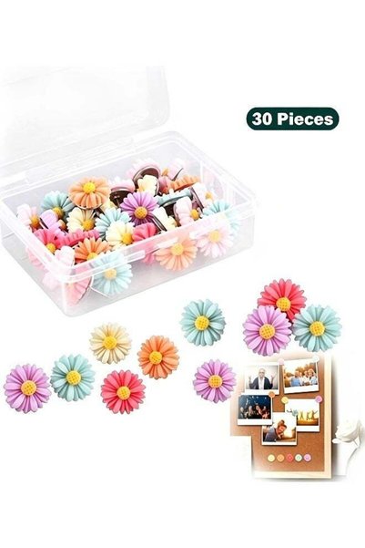 Generic 30 Pieces Flower Pushpins Decorative Floret Push Pins Colorful Floret...