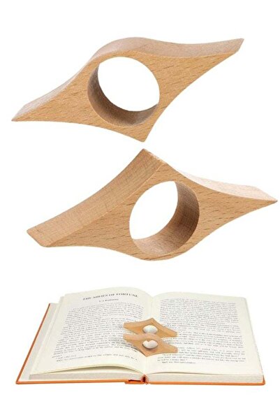 Generic 2Pcs Brown Wooden Thumb Book Page Holders, Smooth Reading Page Holder...