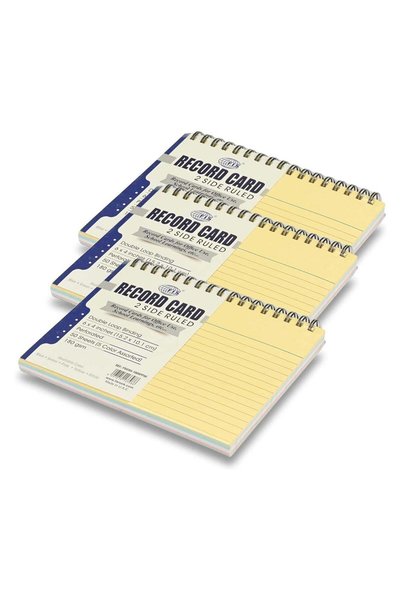 Generic FIS® Ruled Record Cards, Size:6"x4" Inches (152x102mm), Double Loop S...