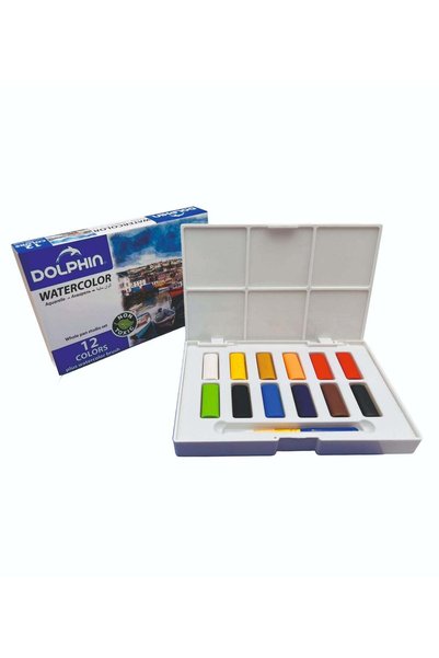 Generic Dolphin Watercolor Set 12 Vibrant Colours with Brush, Ideal for Kids ...