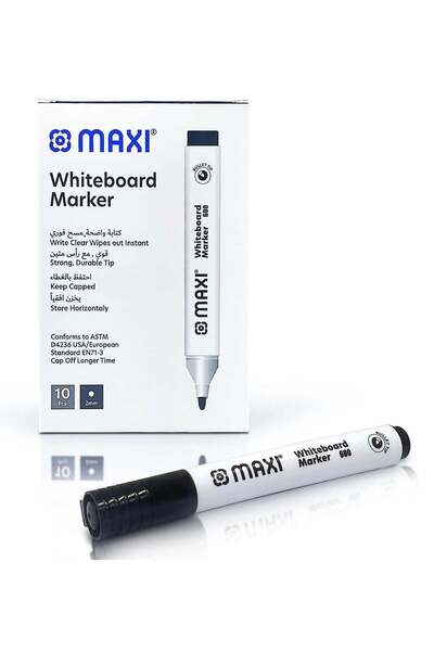 Generic 10-Piece Dry Erase White Board Markers Round Tip Black Ink
