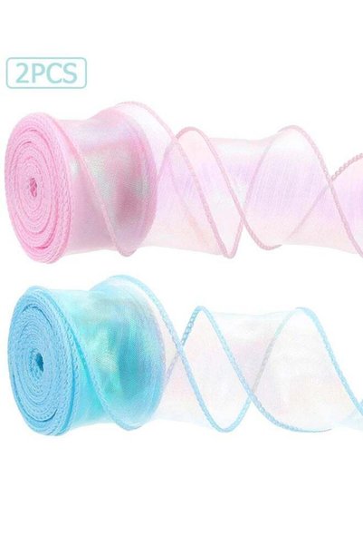 Generic 2 Rolls Organza Ribbon | Sheer Chiffon Ribbons for Gift Wrapping, Bou...