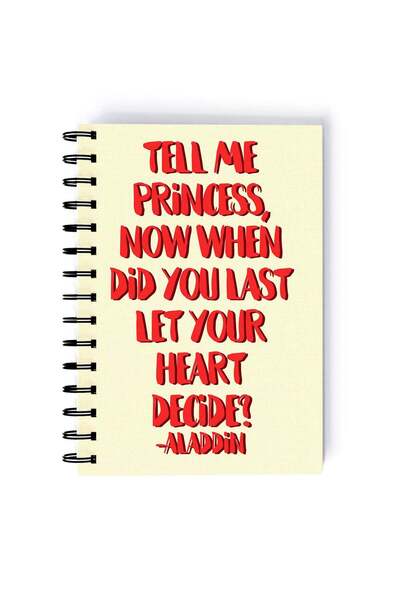 Generic Aladdin Quote Printed Spiral A5 Notebook Beige/Red
