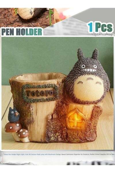 Generic Totoro Pen Holder Night Light, Cute 3D Cartoon Desk Lamp with Mushroo...