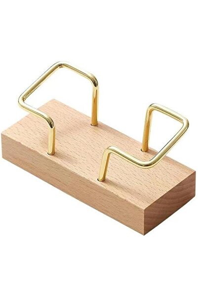 Generic Walnut Wood Business Card Holder for Desk Gold Business Card Display ...