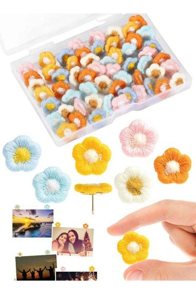 Generic 50 Pieces Decorative Pushpins Flower Thumb Tacks Decorative Florest P...