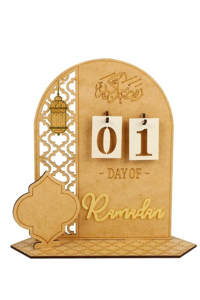 Generic Elegant Wooden Ramadan Countdown Calendar - 30 Days to Eid, DIY Palac...