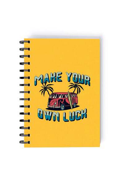 Generic Spiral A5 Notebook Retro Pixel Art Make your Own Luck Surf Van