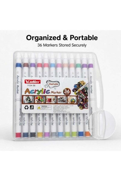 Generic Dual-Tip Acrylic Paint Marker Set – 36 Opaque Waterproof Colors for D...