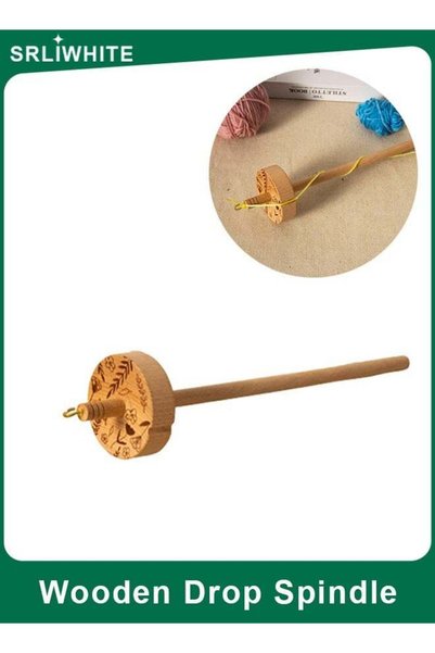 Generic Handcrafted Wooden Drop Spindle Top Whorl with Hook, Smooth Waxed Yar...