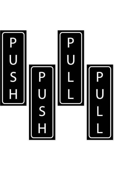 Generic (4 Pack) Push and Pull Stickers, Door 5" X 1.75 Black & White Sticker...