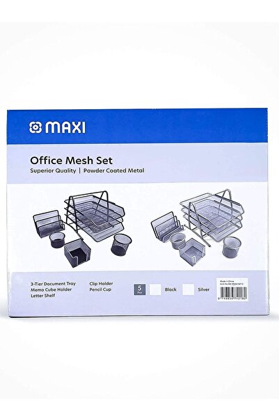 Generic 5-Piece Metal Mesh Executive Desk Organizer Black Color