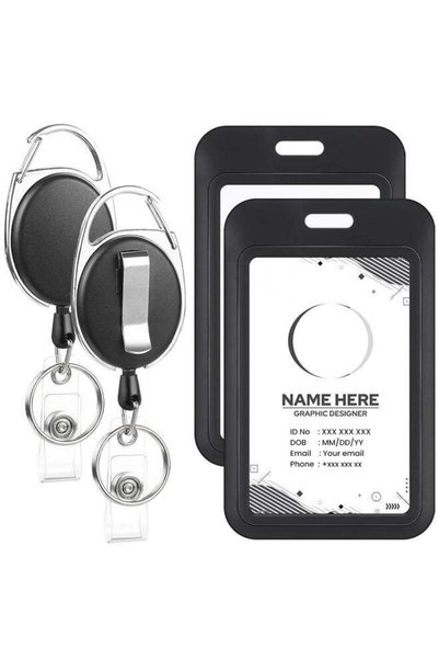 Generic 2 Pack Badge Holder Retractable Clip Heavy Duty Reels with Vertical S...