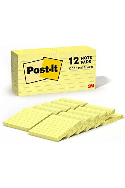 Generic Post-it Super Sticky Yellow Notes Lined 3 x 3 in, 12 Pads/Pack, 1200 ...