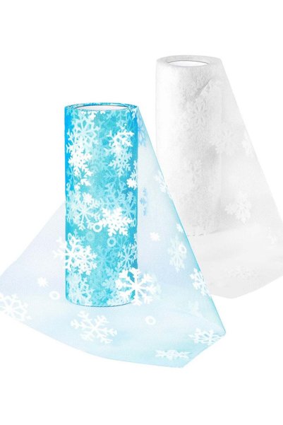 Generic 6 inch x 10 Yards Fabric Tulle Snowflake Tulle Ribbon for Craft Makin...