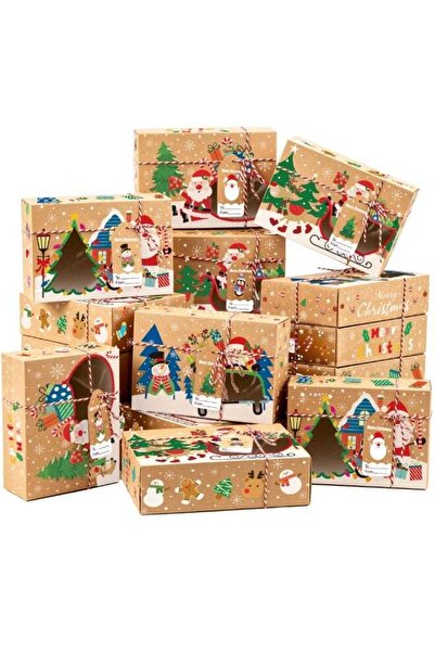 Generic 20 Set Christmas Cookie Boxes with Window, Xmas Kraft Bakery Gift Box...