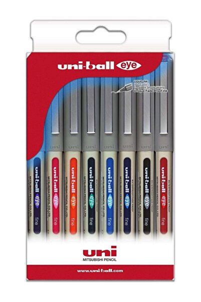 Generic Uni-Ball Case 8 Roller Liquid Ink UB-157 Assorted Colours