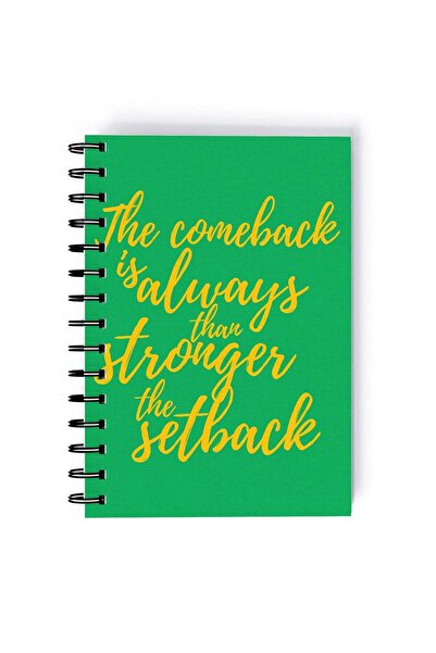 Generic Spiral A5 Notebook Typography Motivational Quote Comeback is stronger...