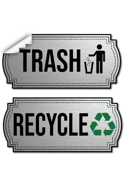 Generic ARS® Recycle and Trash Stickers for Trash Cans - Stainless Steel Styl...
