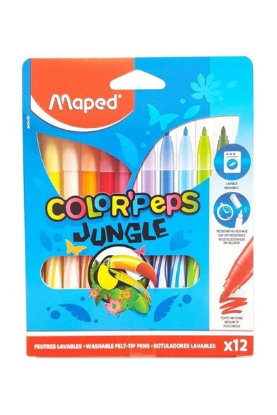 Generic 12-Piece Jungle Felt Tip Color Pen Set Multicolour