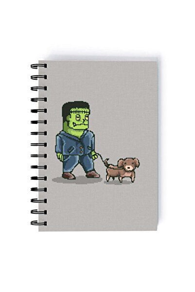 Generic Spiral A5 Notebook Retro Pixel Art Zombie Frankenstien