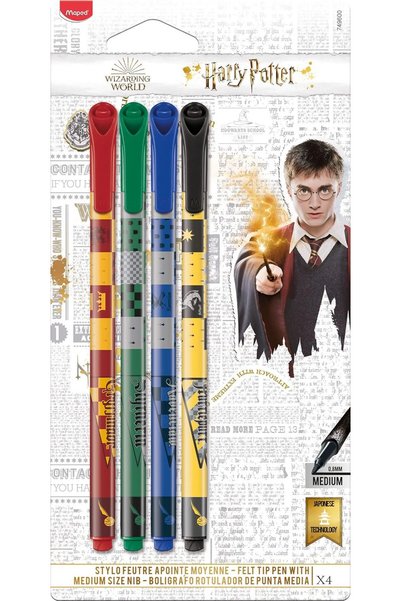 Generic Maped Harry Potter Felt Tip Marker Set with Medium Size Nib - 4 Colors