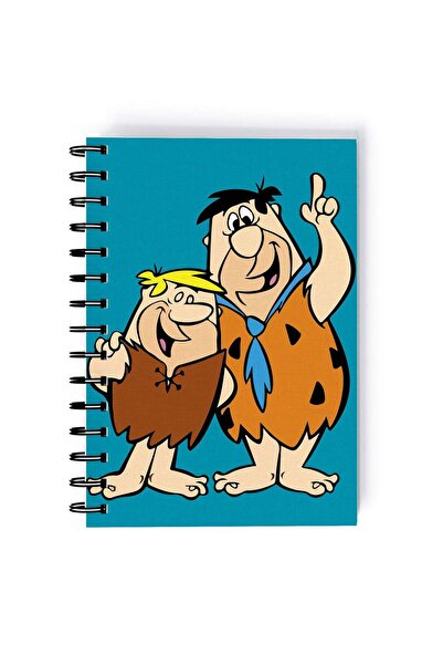 Generic Flintstone Dancing Fred Printed Spiral A5 Notebook Blue/Beige/Orange