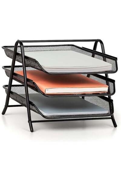 Generic 3 Tier Mesh Letter Tray, Office Filing Trays Holder, Desk Organizer w...