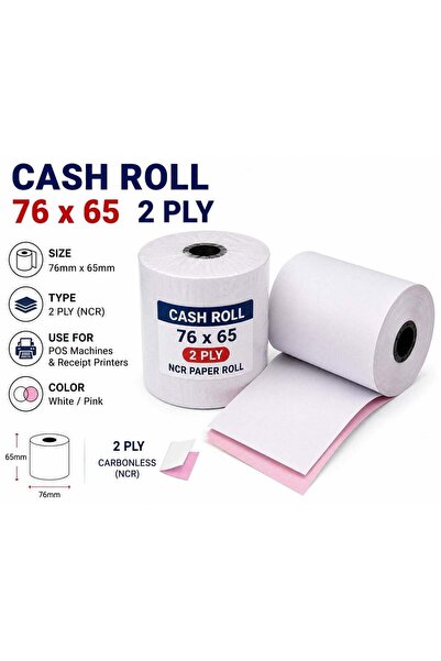 Generic CASH ROLL 76 X 65 2PLY (5 ROLLS PER PKT)