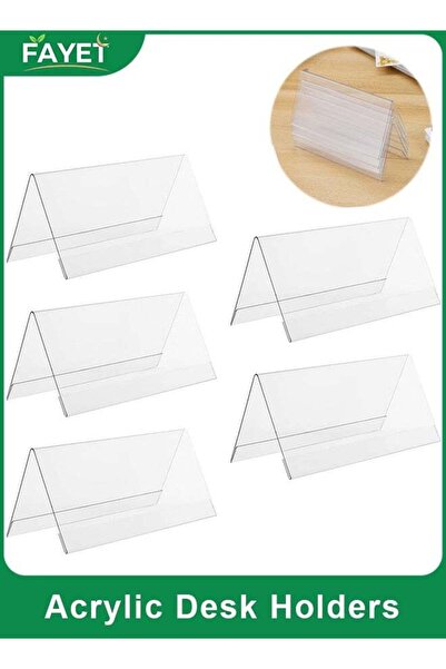 Generic 5 Pack Acrylic Desk Name Plate Holders, Double-Sided Clear V-Shape Si...