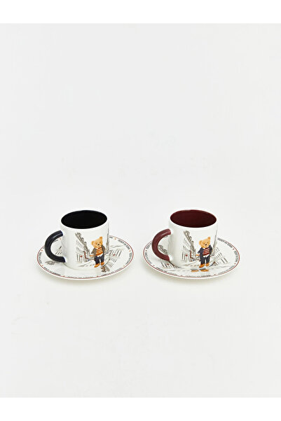 LC Waikiki Lcw Home Mixed Bear Teddy Printed 2-Person Porcelain Coffee Cup Set