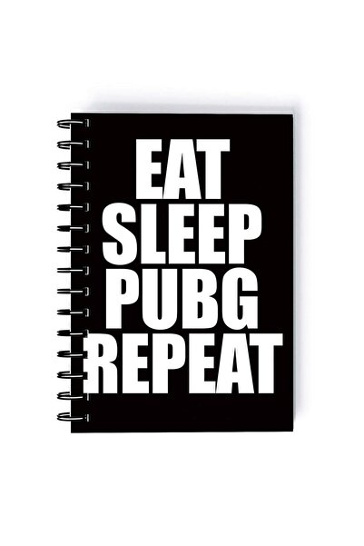 Generic Spiral A5 Notebook PUBG For Gaming Fan Eat Sleep Repeat Black Orange