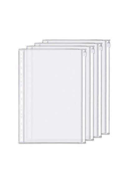 Generic 4 Pack B5 19 Holes Binder Zip Pockets Plastic Binder Zipper Folders W...