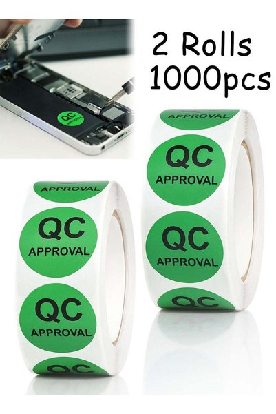 Generic 2 Rolls Fluorescent Green QC Inventory Labels, 1 Inch Removable Quali...