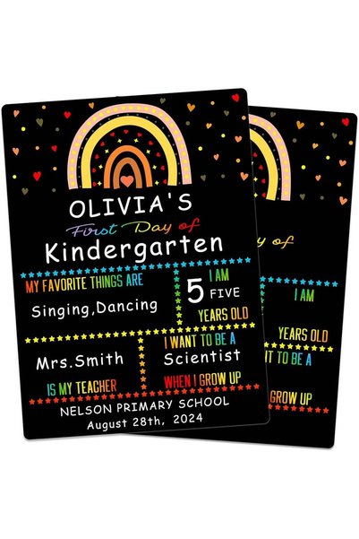 Generic ARS First & Last Day of School Chalkboard for Kids - 9"x12" Double-Si...