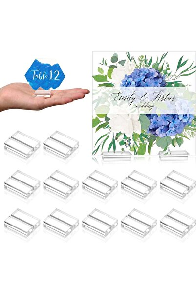 Generic Acrylic Place Card Holders 1.2 Inch Name Card Holder Stands Clear Tab...
