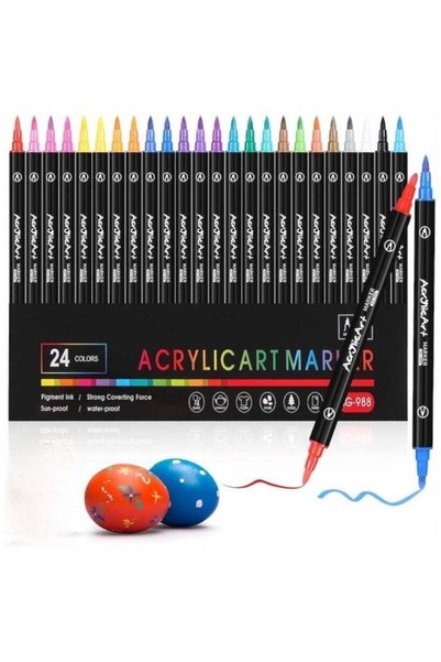 Generic 24-Piece Dual Tip Acrylic Paint Markers Set, Multicolor Pen, Premium ...