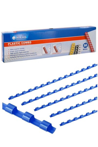 Generic 100-Piece Plastic Binding Combs 8mm Width Blue
