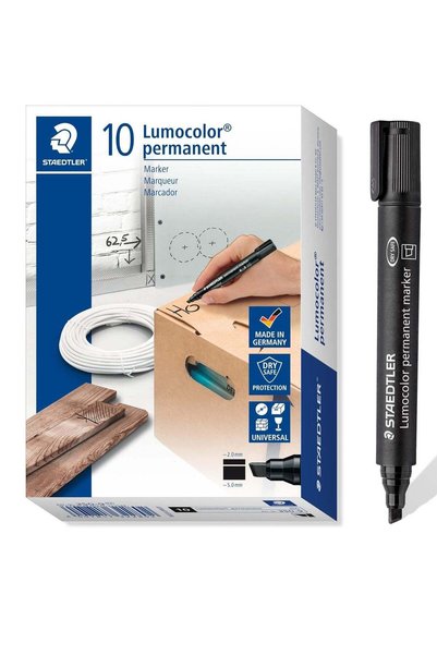 Generic 10-Piece Lumocolor Permanent Marker Chisel Tip Black Ink