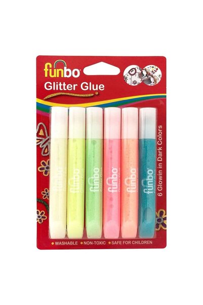 Generic Funbo Glitter Glue - 6 Glowing in Dark Colors