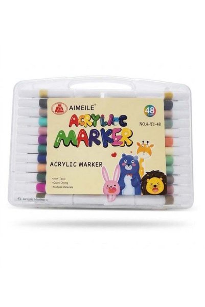Generic Dual-Tip Acrylic Paint Marker Set – 48 Opaque Waterproof Colors for D...