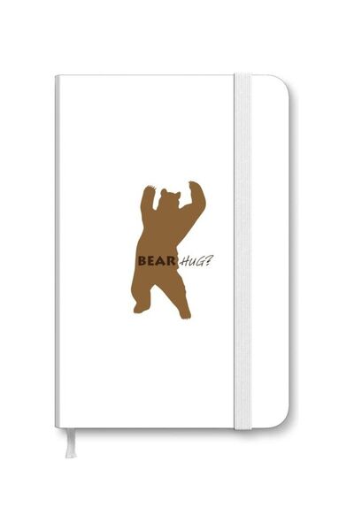 Generic Designer A5 Thick Hardcover Notebook - Bear Hug Beige/White