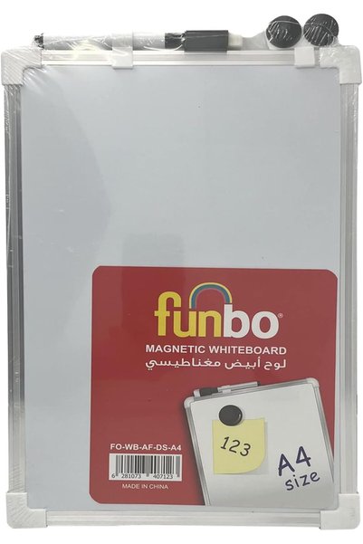 Generic Funbo Double Sided A4 Magnetic Whiteboard with Slim Frame - Dry Erase...