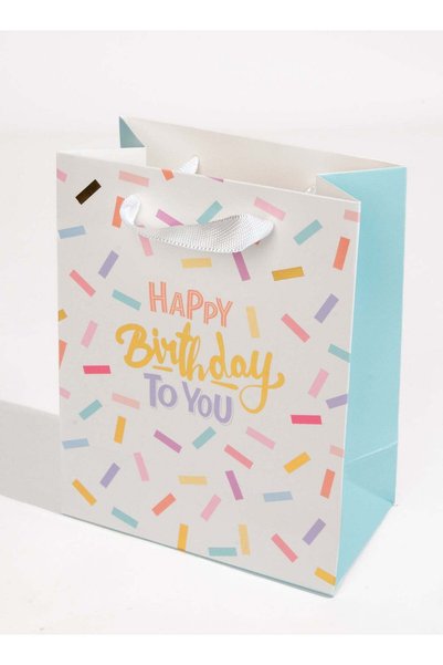 Generic Happy Birthday Large White Confetti Gift Bag – Birthday Gift Bag for ...