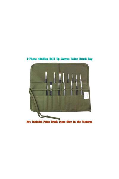 Generic 1-Piece 42x36cm Roll Up Canvas Paint Brush Bag,Artist Draw Pen Case,W...