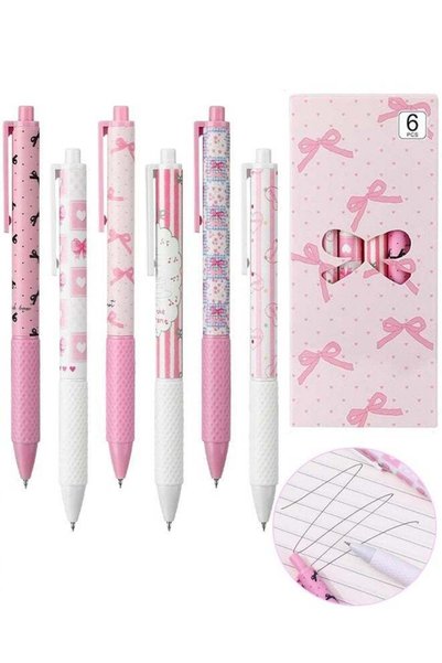 Generic 6 Pcs Coquette Bow Retractable Gel Pens Cute Pink Ballet Girly 0.5mm ...